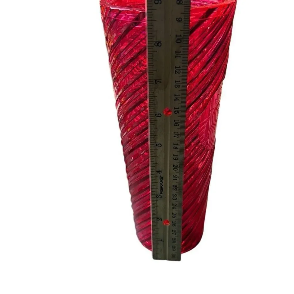 Starbucks  Red Christmas 2024 Swirls Stripes Venti Cold Cup Tumbler with Lid